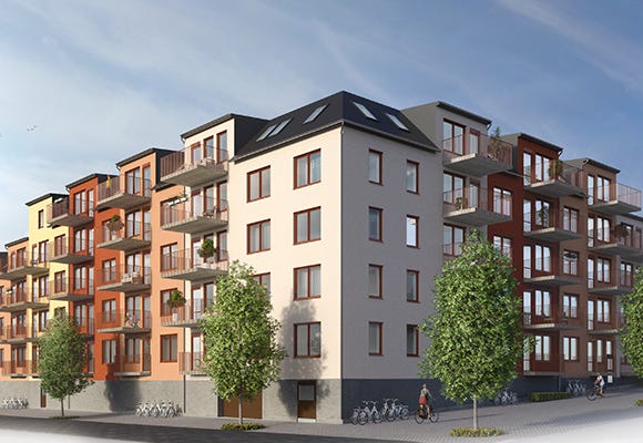 Visualisering av fasader i grannskapet Visthusen