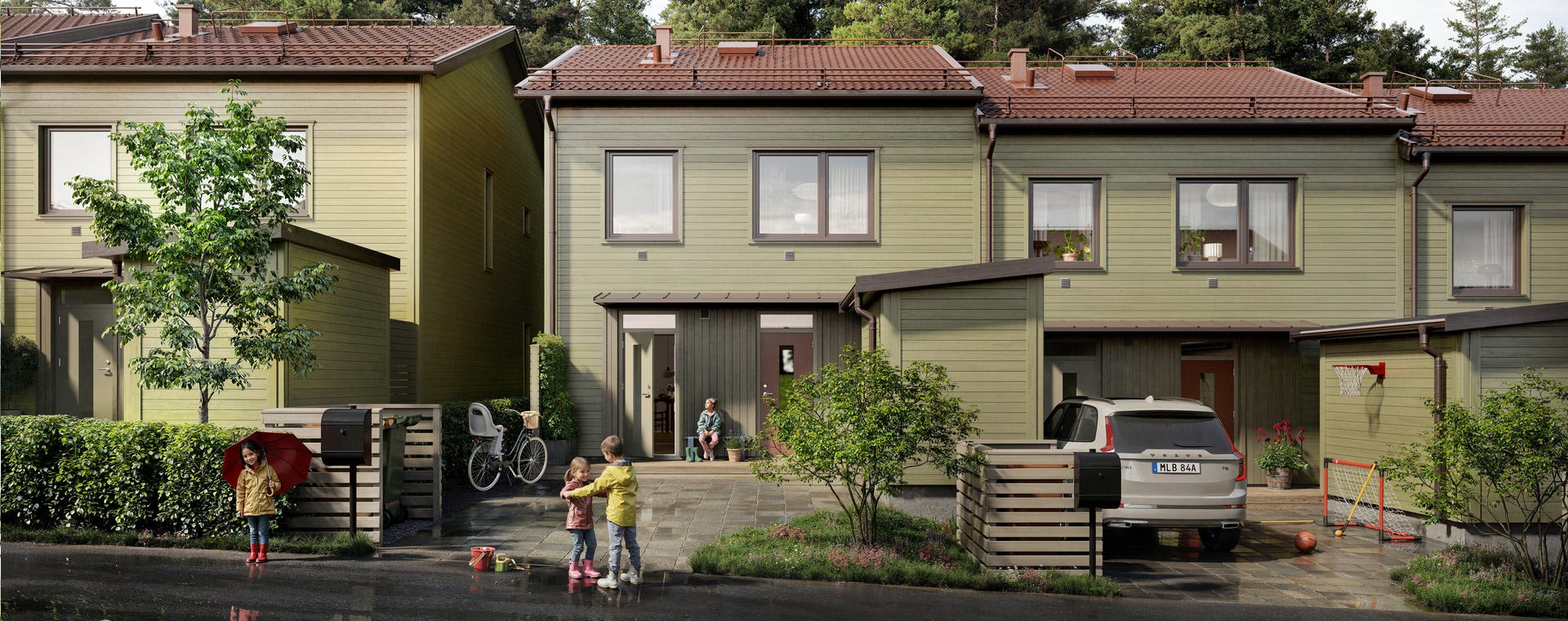 Visualisering av gatuvy i grannskapet Sigtuna Stadsängar