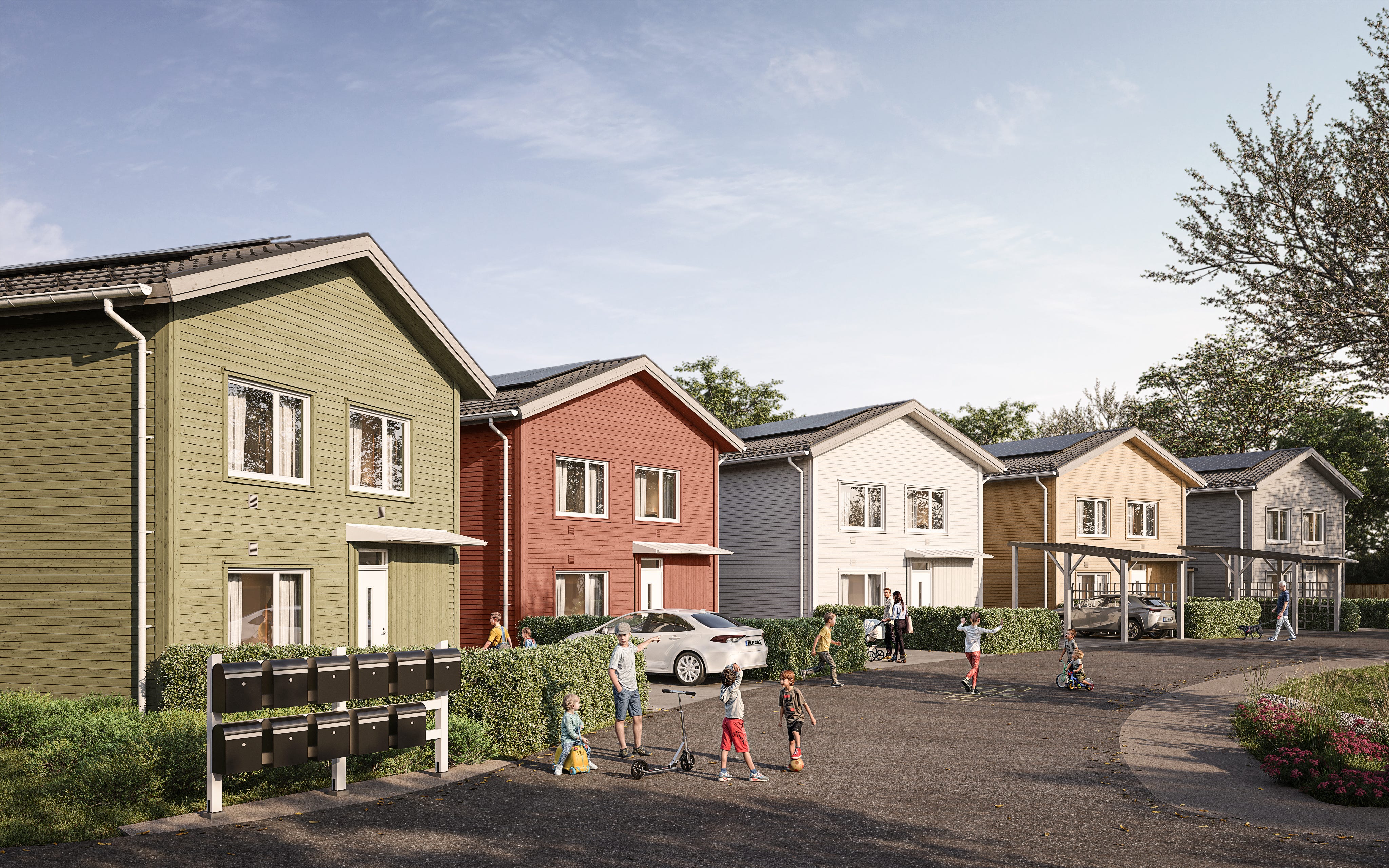 Visualisering över grannskapet Fjärilshusen 