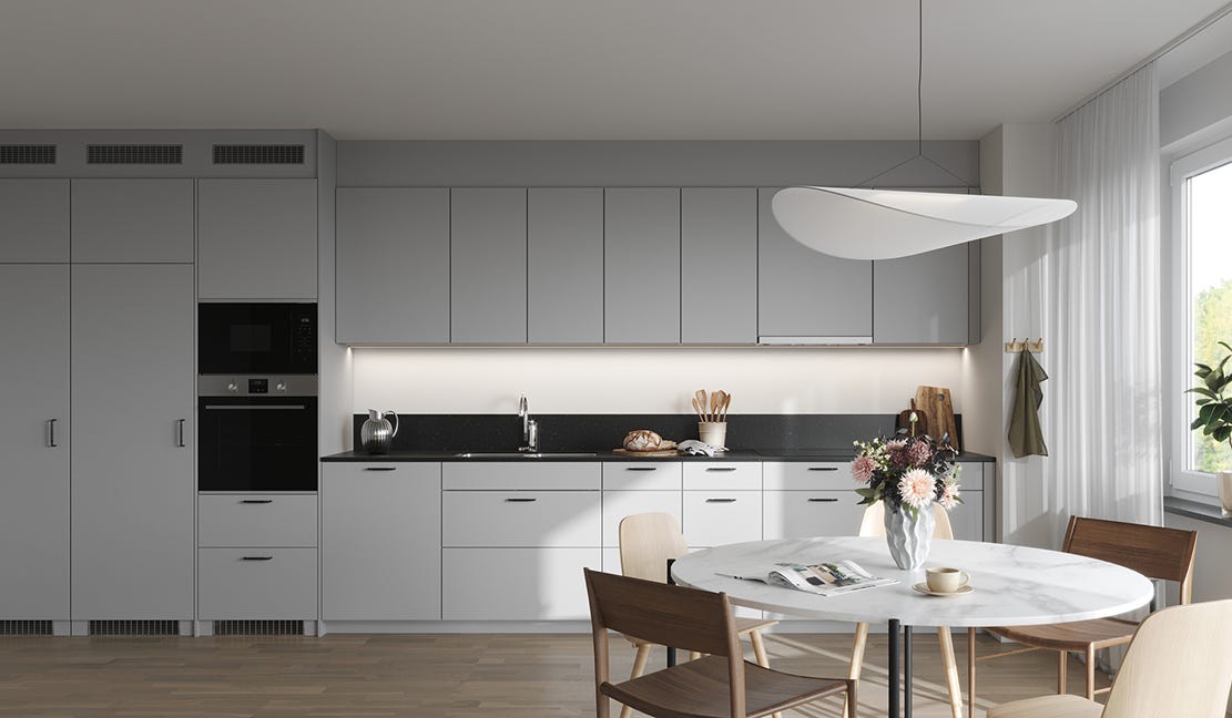 Kök i stilen Modern Grå (Visualisering)