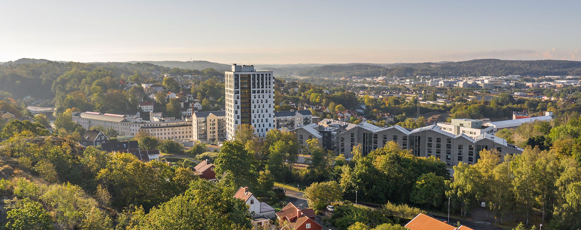 Drönarbild med utsikt på Kvarnbytornet