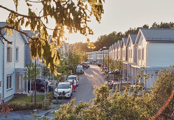 Nyproduktion Österåker - Gatuvy på grannskapet Täljöhalvön