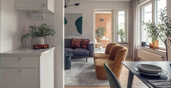 Foto på vardagsrum och matplats