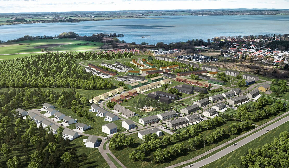 Flygbild över området Ekängen i Linköping