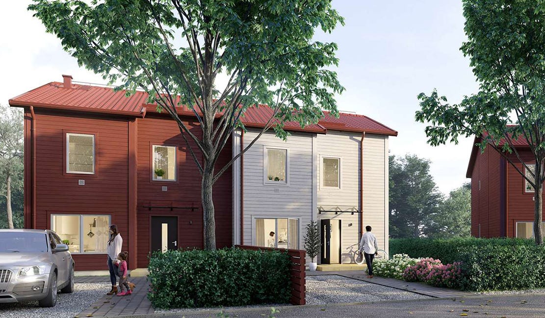 Gatuvy på grannskapet Sten i Nedersta (Visualisering)
