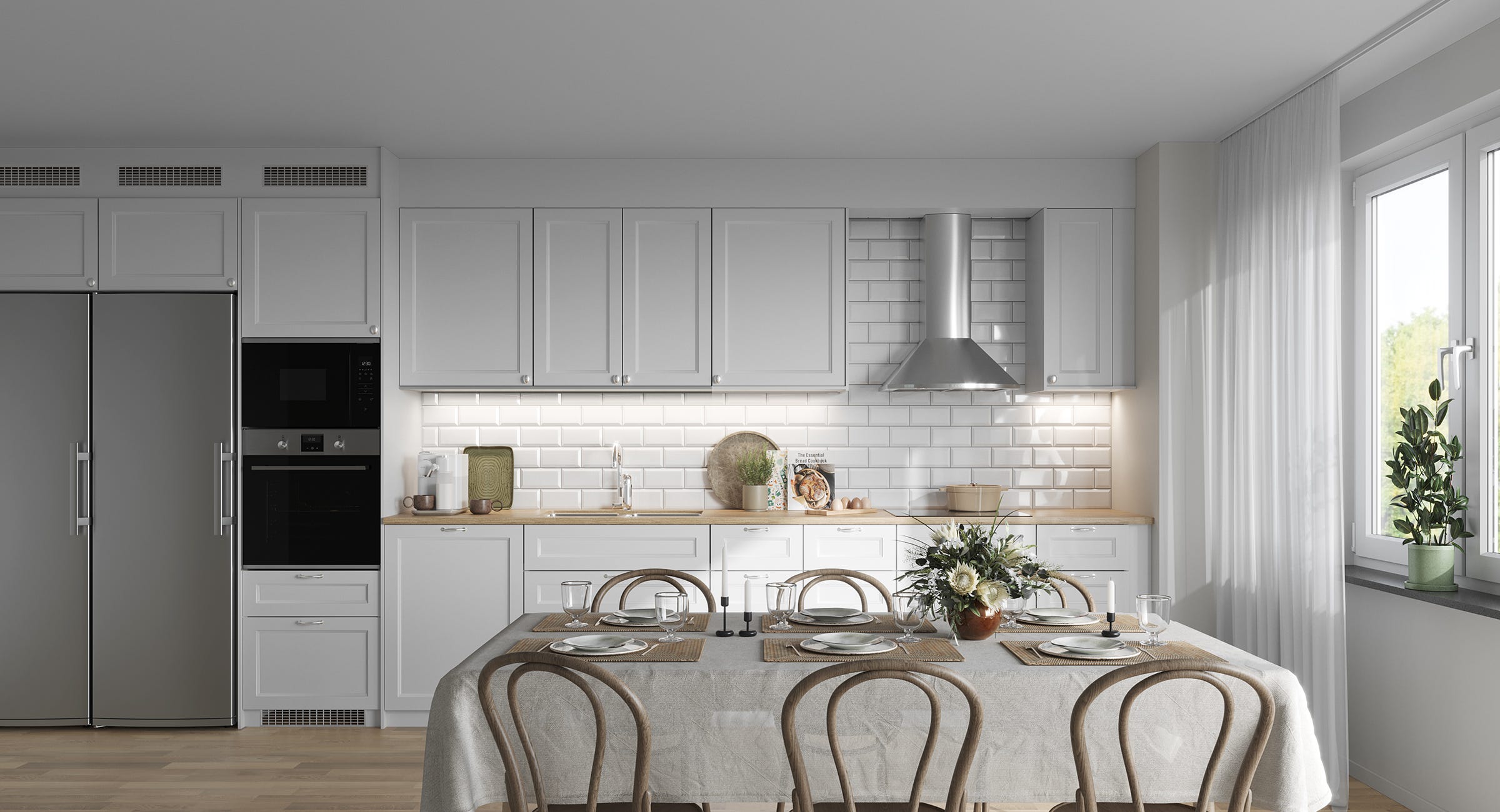 Visualisering av köksstilen Klassisk med rostfria vitvaror