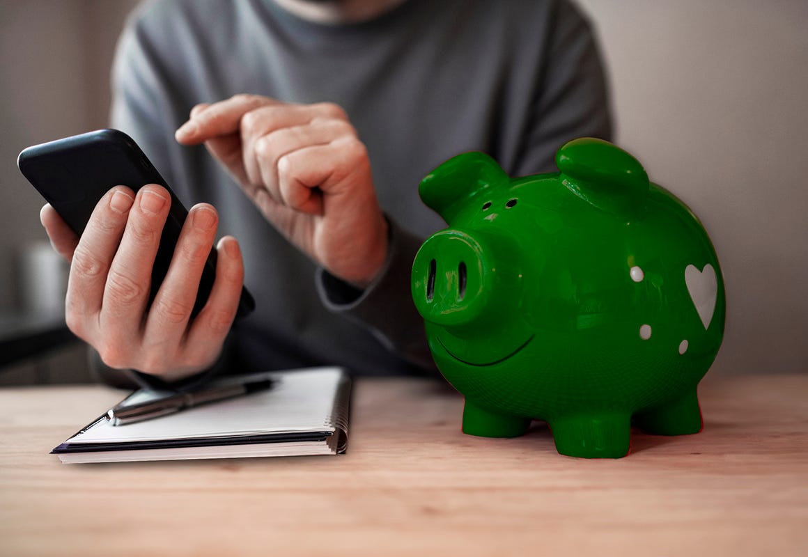 Foto på en grön spargris