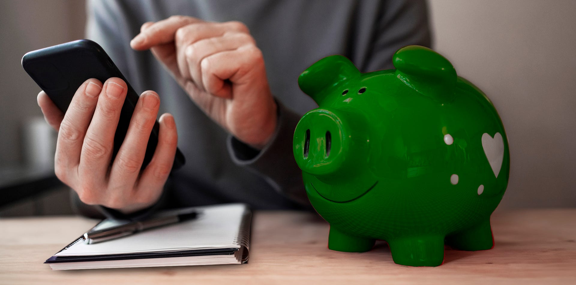 Foto på en grön spargris