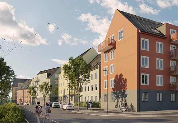 Aktuella hyresrättsprojekt Visualisering av Eriks gränd i Sigtuna Stadsängar