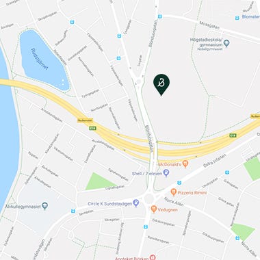 Karta på området där grannskapet Ruds vy planeras