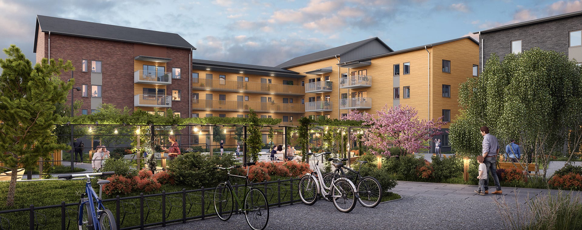 Nyproducerade hyresrätter - Visualisering över grannskapet Bark i Umeå