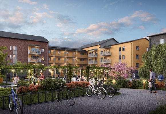 Nyproducerade hyresrätter - Visualisering över grannskapet Bark i Umeå
