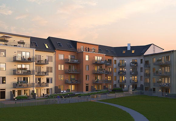 Nyproduktion Stockholm - Visualisering på grannskapet Lowe i Sollentuna