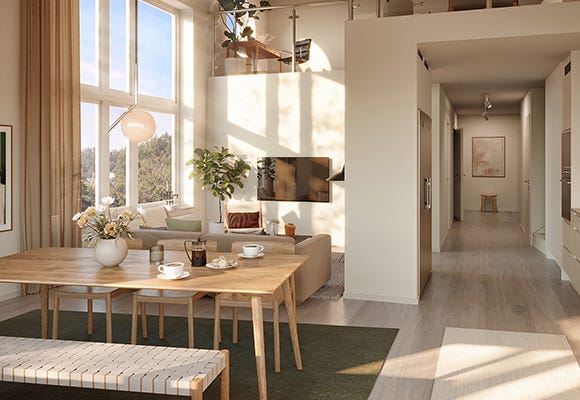 Matplats och loft i grannskapet Kryddan II (Visualisering)