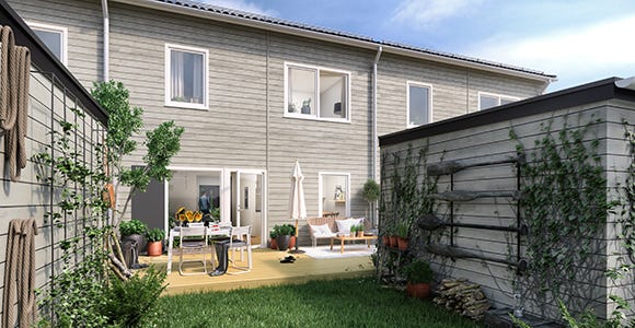 Visualisering av hus och bakgård 