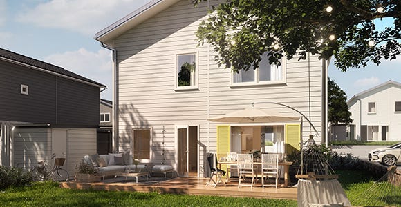 Visualisering av hus och bakgård 