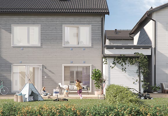 Visualisering av hus och bakgård 