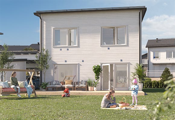 Visualisering av hus och uteplats 