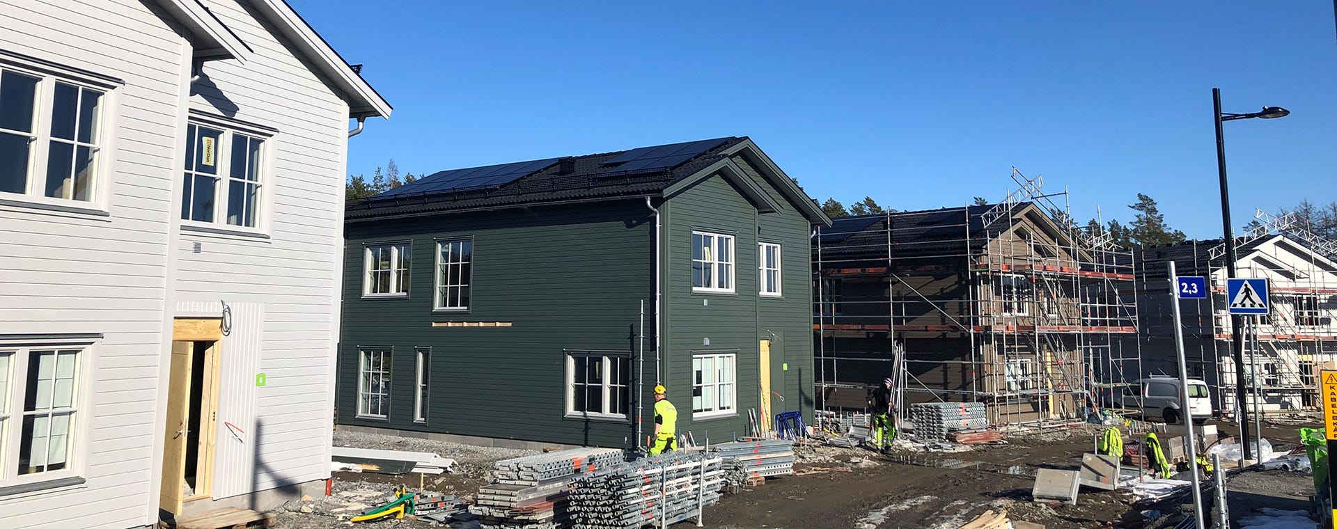 Foto på byggnadsprocessen av hus 