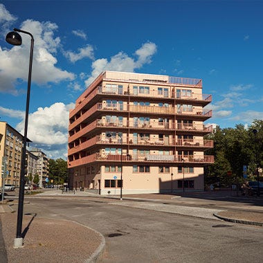 Gatuvy på grannskapet Knuten i Linköping