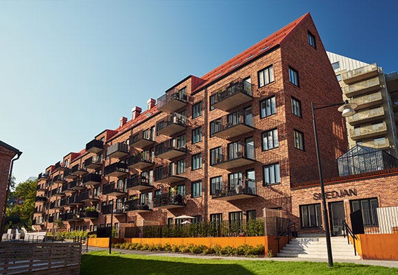Gatuvy på grannskapet Smedjan i Mölnlycke