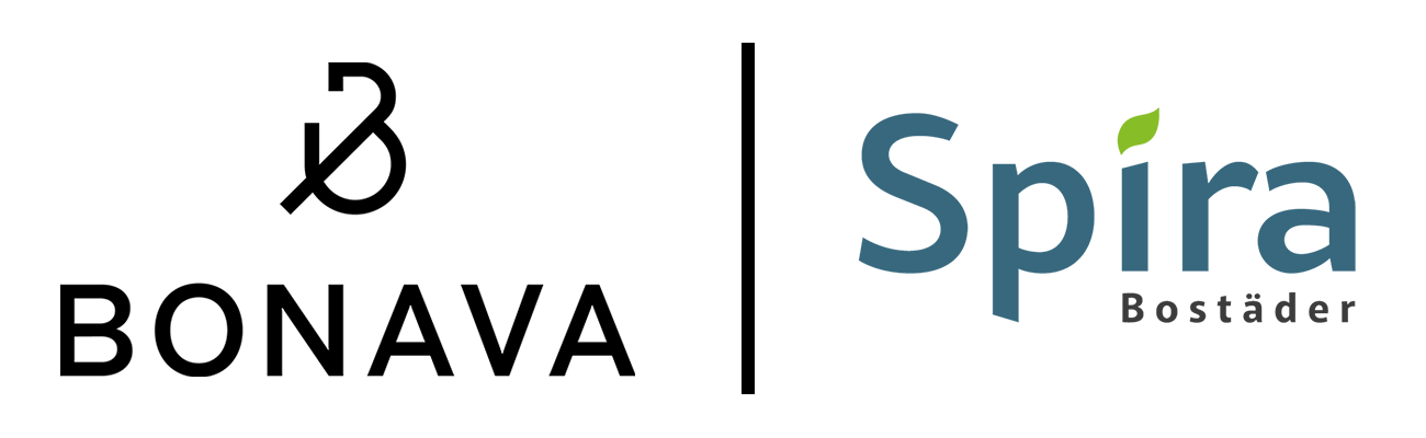 Logotyper för Bonava och Spira Bostäder