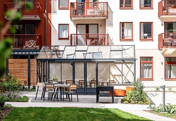 Foto på gemensamma växthuset i grannskapet Newton